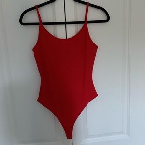 Forever 21 Red Tank Ribbed Bodysuit